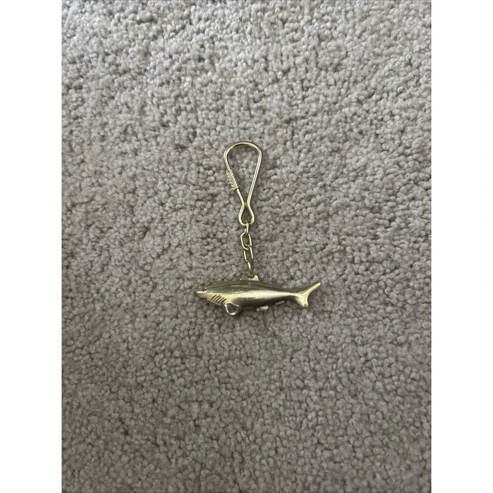 Brass Shark Keychain, Fish Key Chain
